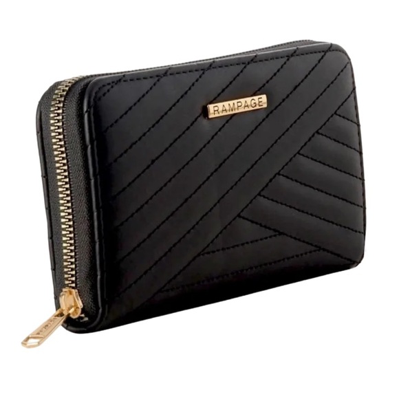 NEW Rampage Chevron Quilted Vegan Faux Leather Zip Around Wallet Fits Cell Phone - Picture 2 of 7